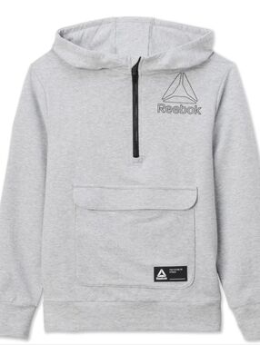 Reebok Boy's Youth Victory Grey Attached Pullover Hoodie